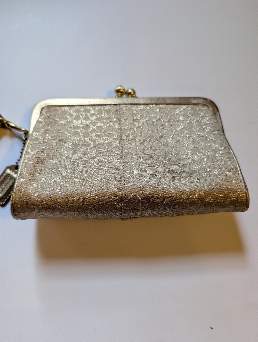 Coach Metallic Silver Signature Wristlet Wallet